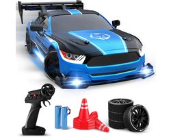 Napi Bestuurbare RC Auto - Drift Car met 2 Accu’s, LED & Accessoires - 15 km/h - Buitenspeelgoed - Race Autos voor Jongens & Volwassenen - Buiten Speelgoed - Speelgoedauto Radiografisch - Drift King
