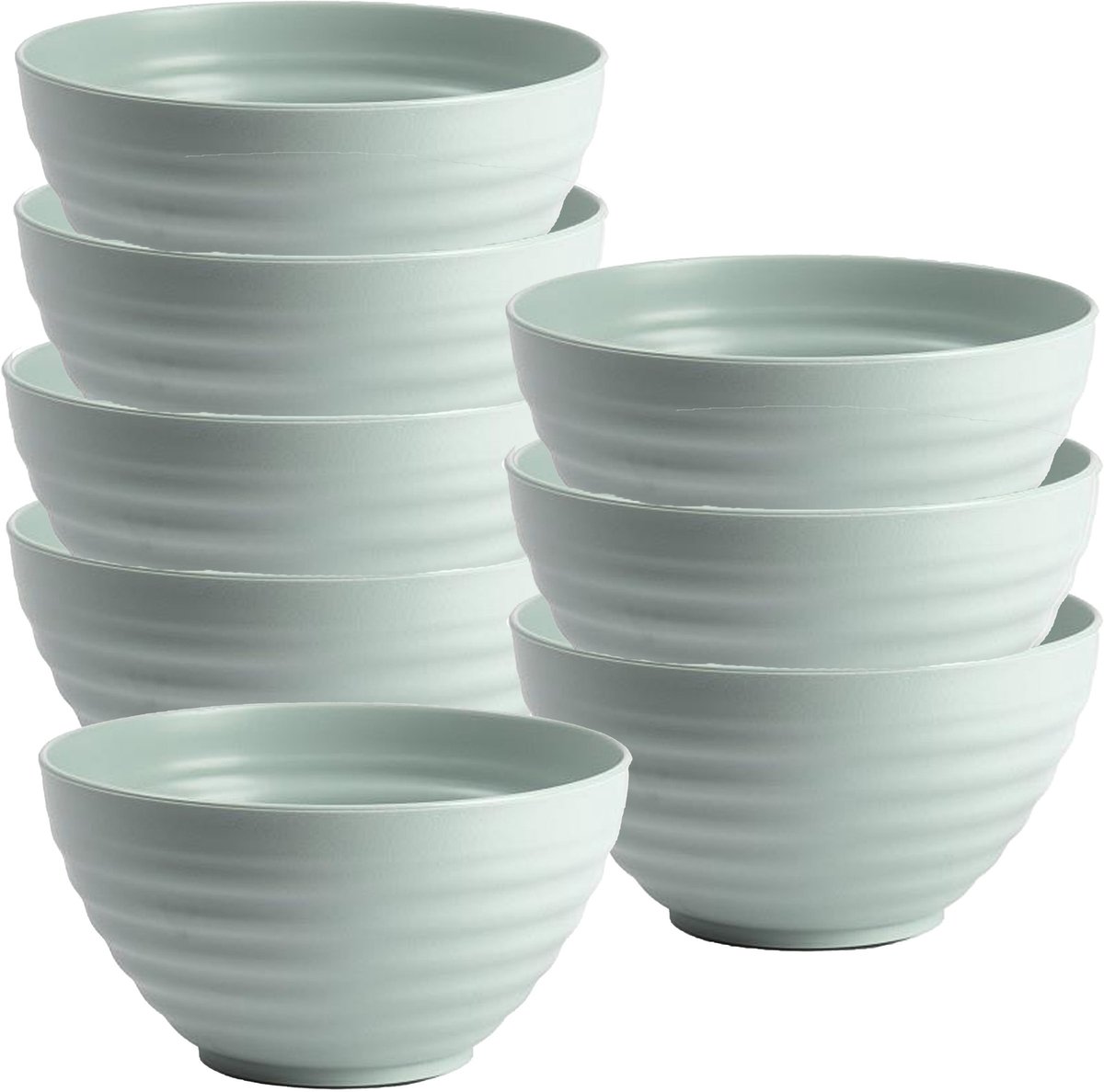 Plasticforte Soepkommen - 8x - D15 x H8 cm - groen - kunststof - onbreekbaar - servies