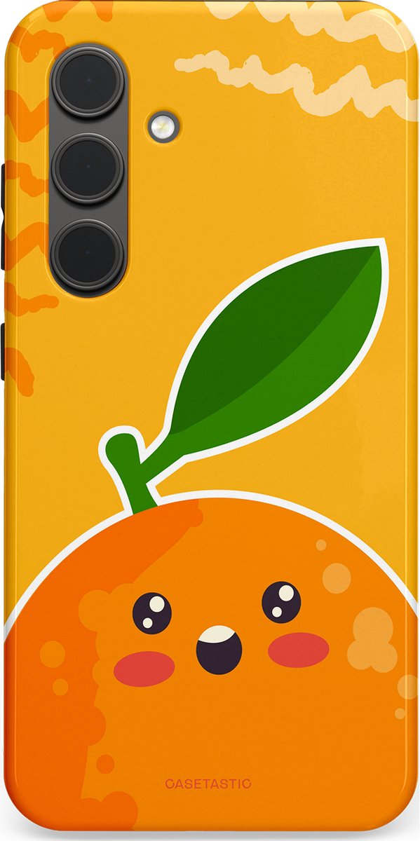 Casetastic Hoesje Geschikt voor Samsung S24 - Stijlvolle Beschermende Duo-layer Case - Vrolijke Sinaasappel