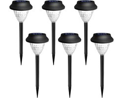 Solar tuinverlichting set - 6 LED lampen - Warm wit + kleurmodus - Waterdicht - Voor gazon, terras en paden - Weerbestendig - 6 stuks