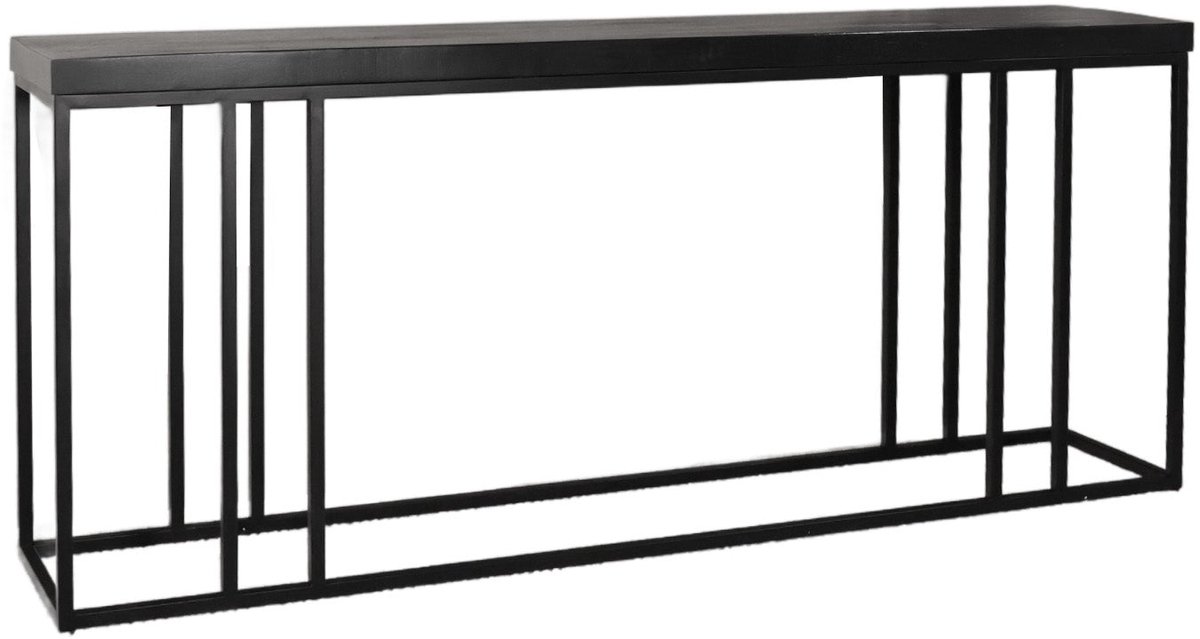 Bijzettafel 180cm duurzaam mangohout Don zwart industrieel side table