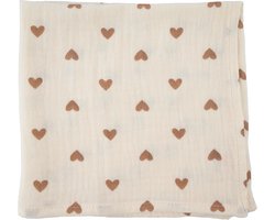 foto van Honeybears hydrofiele doek – Inbakerdoek hydrofiel baby – XXL Hydrofiele luierdoek – Hartjes – 120x120cm