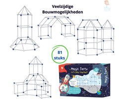 Tissy® - Bouw je Eigen Fort - Premium Kwaliteit - Constructie Speelgoed - Bouwset Hut - Bouwpakket Tent - 81 stuks - Bouw je Eigen Tent - Geschikt voor binnen en buiten - Leerzaam - Cadeau - Speelgoed - Sinterklaas - Kerst