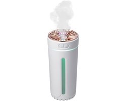 Mini USB Luchtbevochtiger – Draagbaar & Persoonlijk – 2 Sproeistanden (Continuous/Intermittent) – 7‑Kleurig LED Nachtlampje – Automatische Uitschakeling – Cold Mist Diffuser voor Slaapkamer, Auto, Kantoor – Oplaadbaar – Wit