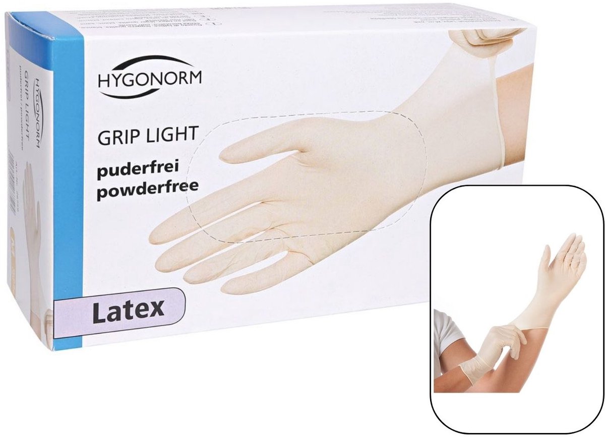 Hygonorm Wegwerphandschoenen Latex - Poedervrij - Maat XL - Wit - 100 stuks - Medisch