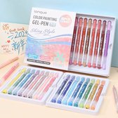 UIXJODO Gelpennen, 10 stuks 0,5 mm Japanse zwarte inktpennen, fijne punt, gladde schrijfpennen met siliconen grip, hoogwaardige serie, metalen clip, intrekbare pennen (10 stuks Morandi