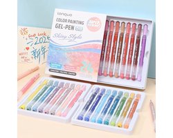 Languo Glitter Gelpennen - 24 kleuren voor kleurboeken & knutselen - Kindvriendelijk - 1.0mm bold pen