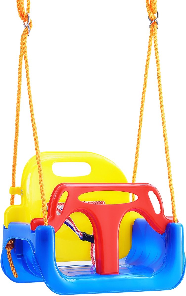 Image of 3-in-1 schommelzitje voor peuters, babyschommel met een draagvermogen van 90 kg, verstelbare touwen en karabijnhaken, afneembaar voor baby's tot tieners, voor gebruik binnen en buiten