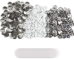 500 sets van 1 inch/25 mm pin-back knop onderdelen voor button maker machine, DIY ronde knop onderdelen met metalen bovenkant, plastic / metaal, transparante folie en leeg papier