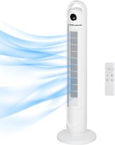 Torenventilator - Vloerventilator - Luchtkoeler - Ventilator Staand - 109 CM - 3 Snelheden - Stille Ventilator - Fan - Met Timer - LCD-scherm - Koelventilator voor Kamer - Wit