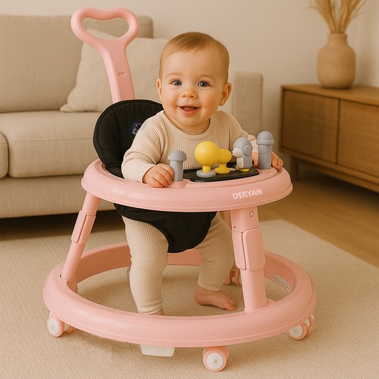 Deryan Mover Loopstoel - Inclusief duwstang - Roze — afbeelding 5
