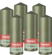 Bolsius - Bougies cylindriques lisses - 6 pièces - Vert - 20 cm - 75 heures de combustion