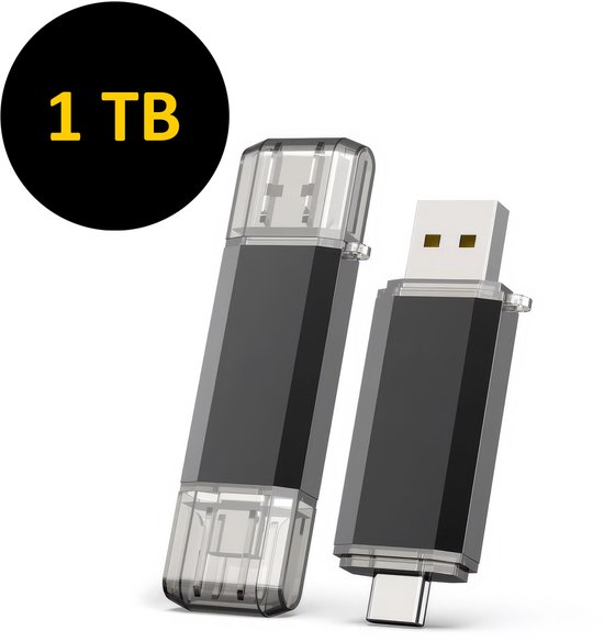USB Stick 1 TB - USB-Sticks - USB C Stick - USB C en USB A - USB 3.0 - Geschikt voor laptops, smartphones en tablets