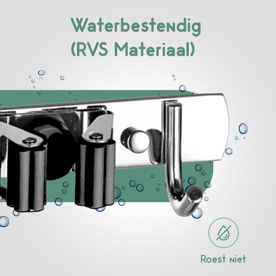 Recalma Bezemhouder - Bezem Ophangsysteem - Luxe opbergsysteem - Bezemhouder ophangsysteem - Tuingereedschap Ophangsysteem - Kleding - Zwart - 60 CM - RVS van Recalma — afbeelding 2