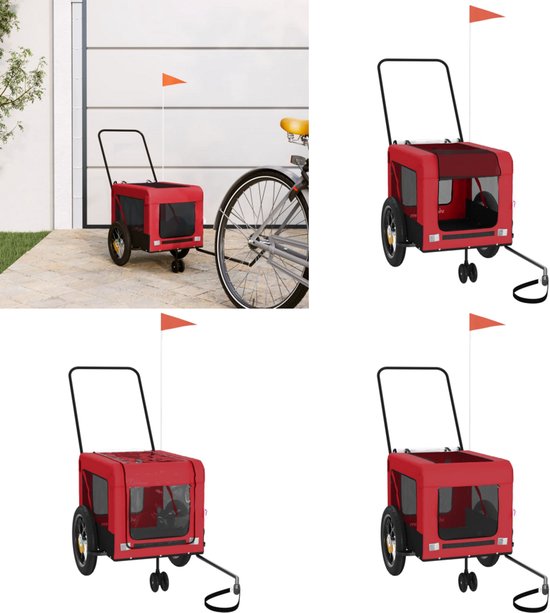 Hondenfietstrailer oxford stof en ijzer groen en grijs