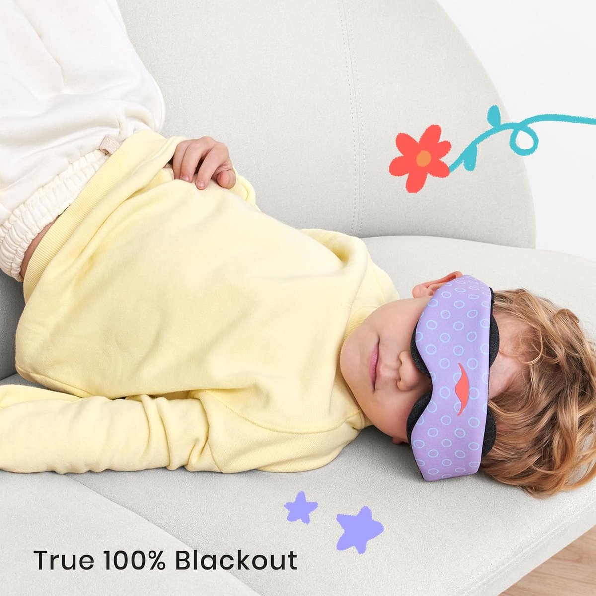 Manta KIDS Sleep Mask – Periwinkle - Slaapmasker voor kinderen – 100% verduisterend – Geen druk op ogen – Volledig verstelbaar voor een perfecte pasvorm – Hypoallergeen – Zacht & ademend – Voor kinderen vanaf 6 jaar — afbeelding 9