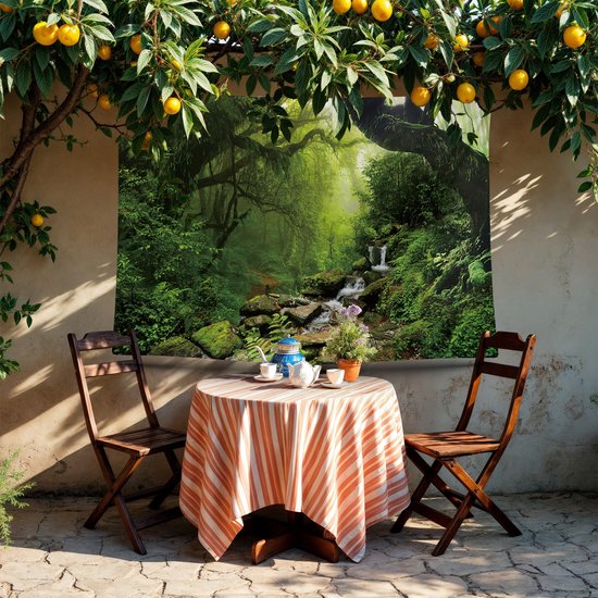 Ulticool - Affiche Rainforest Nature Eco Plantes Waterfall - 200x150 cm - Groot tapisserie - Affiche de jardin Tentures