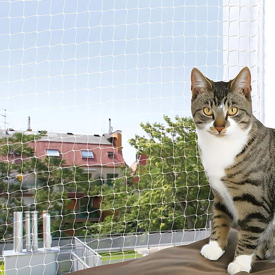 3 m x 4 m net voor katten - balkonnet - Kattenbeschermnet - Kattennet Balkon - Kattennet voor Balkon - Kattengaas -Multifunctioneel toepasbaar gaas - Kattennet Balkon - Kattennet Premium - Transparant - Makkelijk te monteren