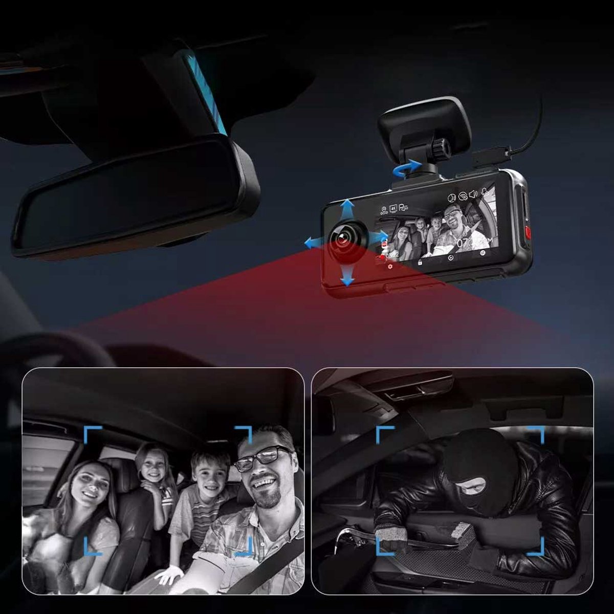 Redtiger A6 3CH 2K Touch Wifi Gps 64gb dashcam - 3,0 inch Lcd - 2.5K + Full HD resolutie - 64gb Micro SD kaart thumbnail 4
