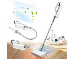 Fuegobird 2 in 1 Stoomreiniger - 1500W Elektrische Stoommop - Met draagbare handunit - voor het reinigen van stoomdweilen voor hardhouten laminaatvloeren, voegtegels, auto's - Wit