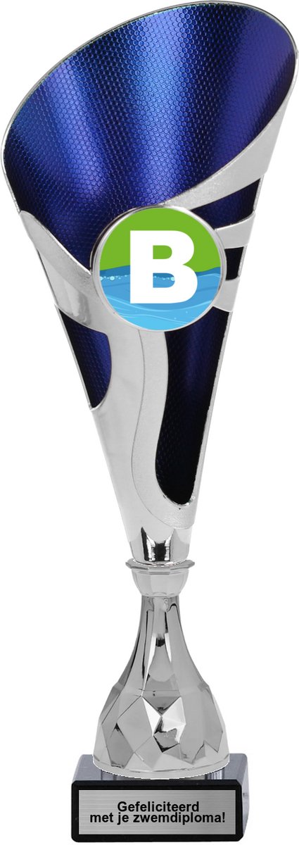 Luxe Grote Zwemdiploma B Beker - Trofee - Bokaal - uniek cadeau / geschenk voor kinderen