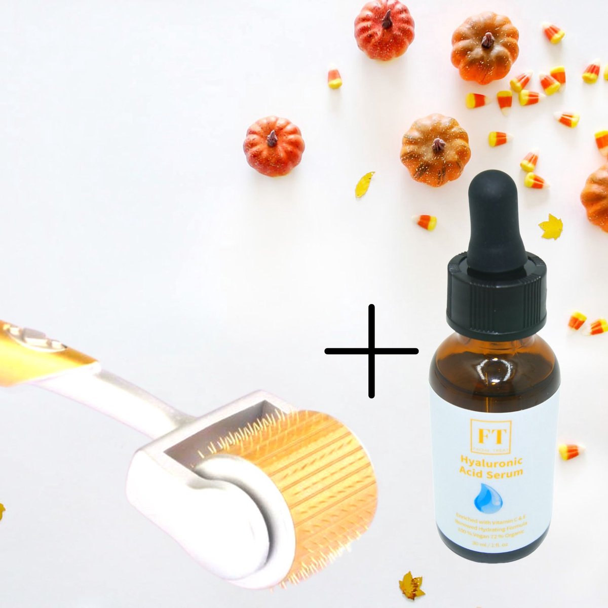 Dermaroller 192 Naaldjes + Hyaluronzuur Serum 30ml – Microneedling Roller voor Gezicht – Hydrateert Intens – Tegen Rimpels, Littekens & Droge Huid – Huidverzorging voor Thuisgebruik