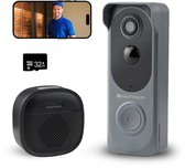 Quality4Less™ - Slimme Draadloze Video Deurbel met camera - Incl. draadloze gong en 32GB SD-Kaart - 1080P Full HD - Wifi deurbel - Geen abonnement nodig - Grijs
