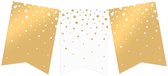 Vlaggenlijn | Set á 3 stuks | Feestvlaggen banner goud wit | Bubbles | 6 meter | hoogte 20 cm | 10 vlaggen