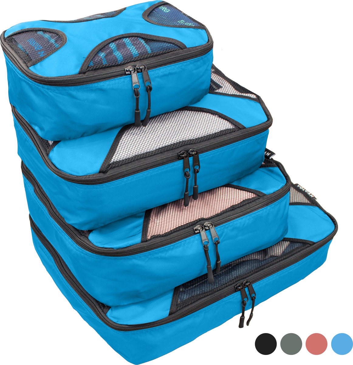 Bol.com Volcan Packing Cubes - Koffer Organizer Set - Backpack en Koffer - 4 Delig - Travel Cubes - Blauw aanbieding
