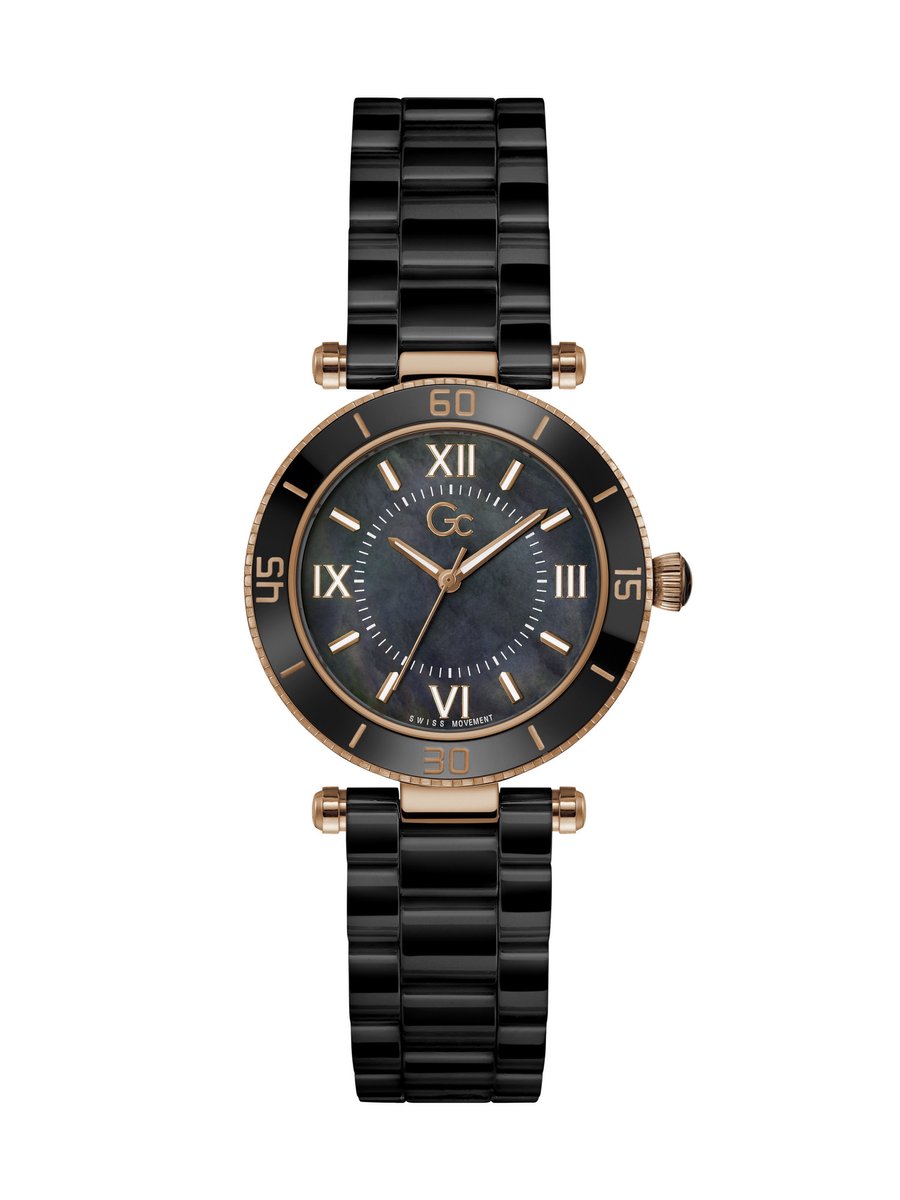 Gc Gc Muse Ceramic Kwarts Analoog Horloge Zwart Case: 100% Stainless Steel | Armband: 100% Ceramic 34 Z05006L2MF
