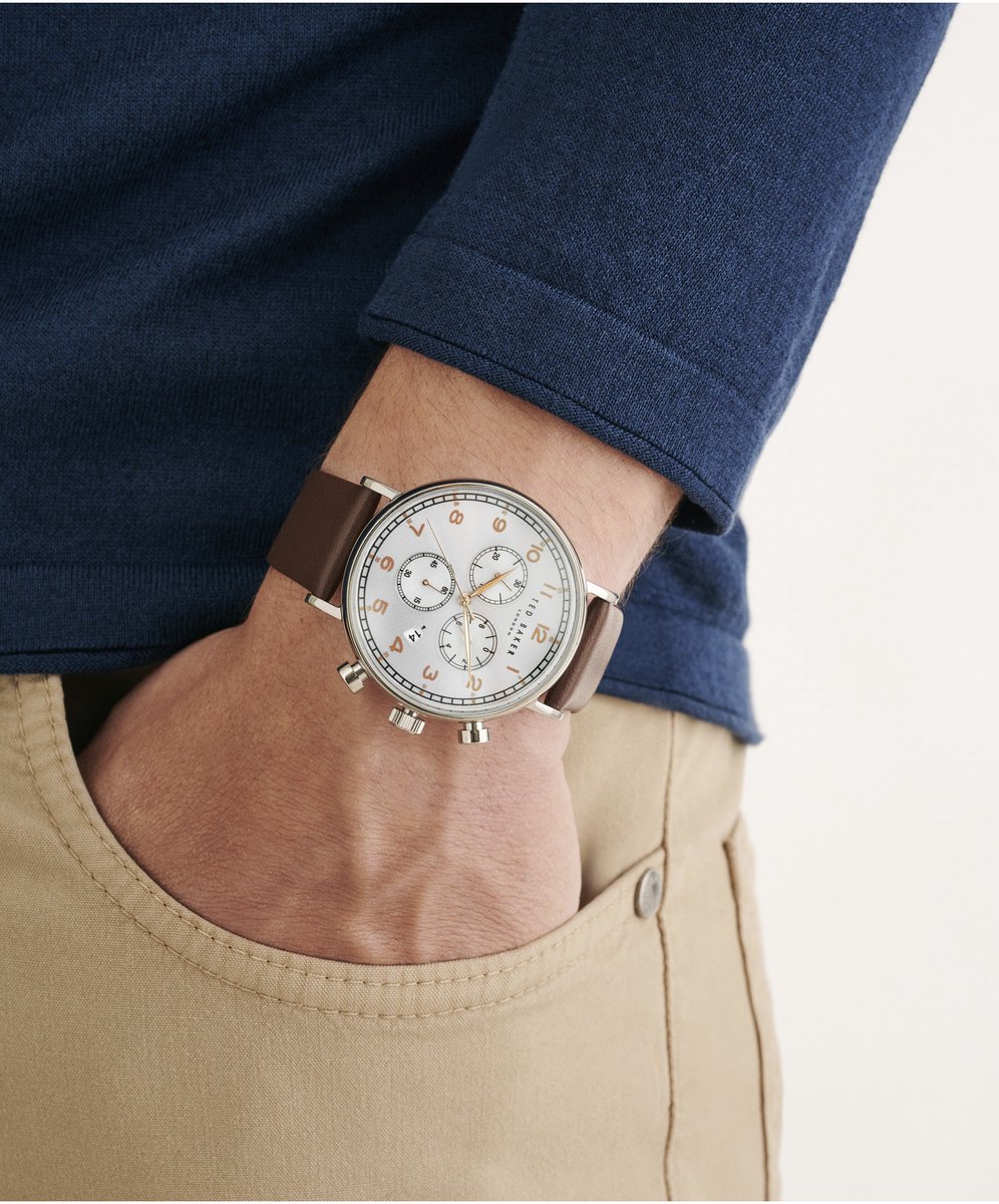 Ted Baker Barnett Backlight Kwarts Analoog Horloge Bruin Case: 100% Stainless Steel | Armband: 100% Leather 41 BKPBAF301W0