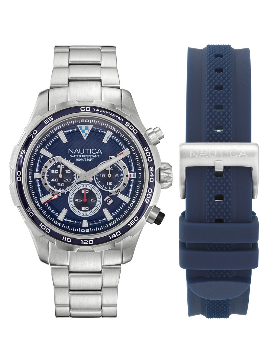Nautica Nst Analoog Horloge Blauw Case: 100% Stainless Steel | Armband: 100% Stainless Steel 46 mm NAPNSF301, NAPNSF307