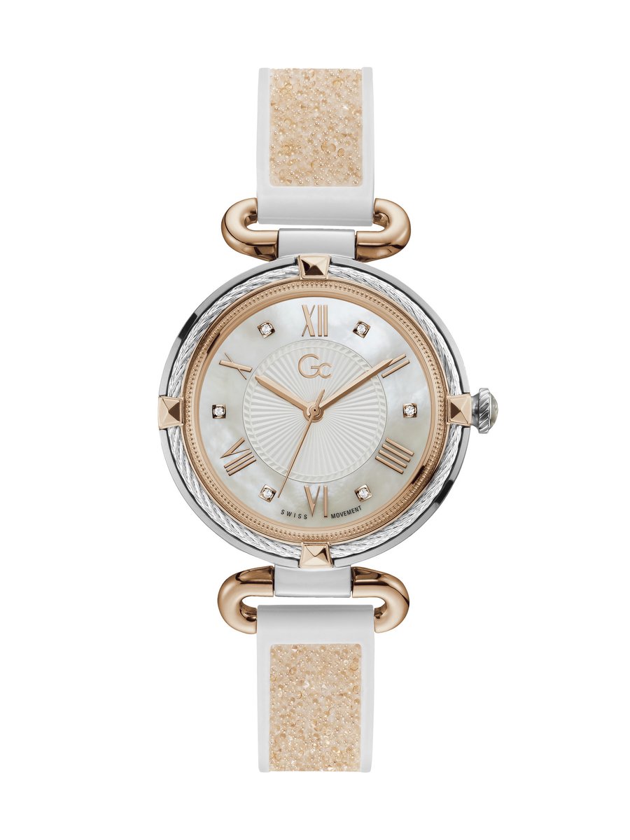 Gc Gc Cablechic Quartz 2 Tijdzones Wit Kast: 100% Roestvrij Staal | Armband: 100% Siliconen 38 Y58004L7MF, Y58007L1MF