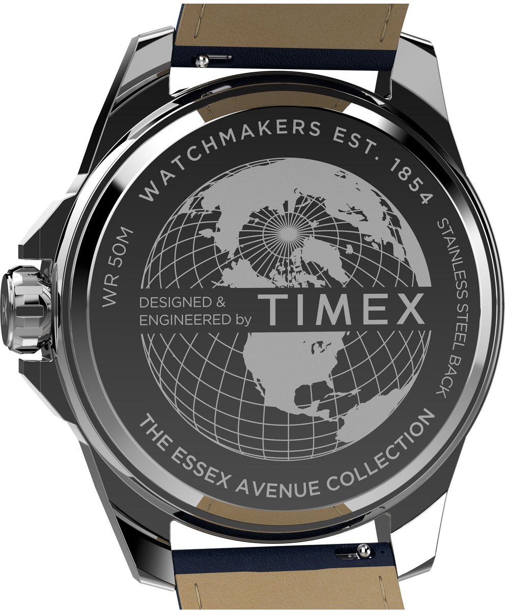 Timex Timex Essex Multifunction Kwarts Analoog Horloge Blauw Case: 100% Low Lead Brass | Armband: 100% Stainless Steel 46 TW2W80200AJ