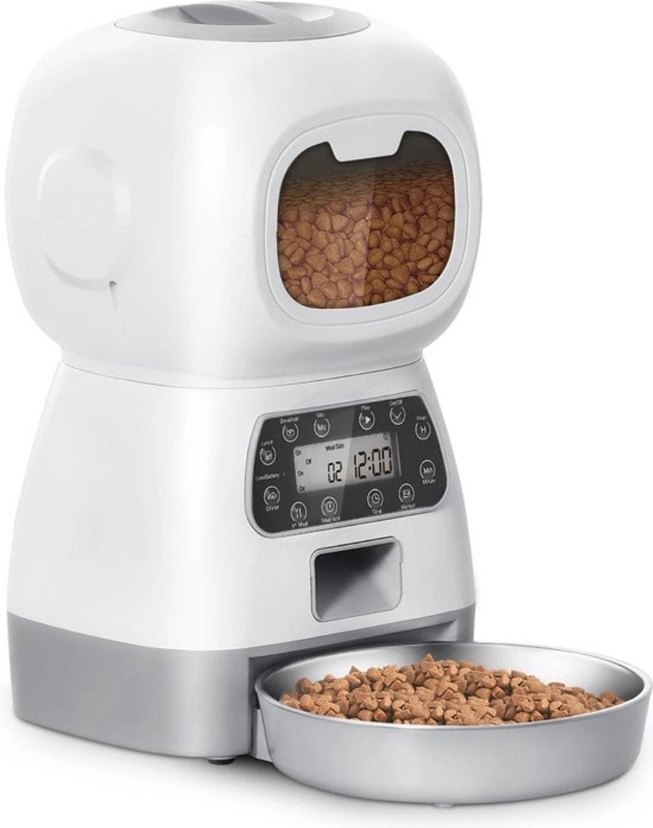 Gran Vida® - Automatische Voerbak voor Katten- Programmeerbaar Voedingssysteem - Gemakkelijk Onderhoud - 3.5L Capaciteit
