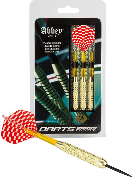 Afbeelding van het spel Abbey Darts Darts - Brass - Rood/Wit - 19