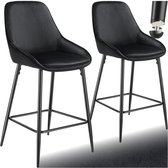 Bol.com tectake® - Set van 2 Barkrukken Siera - Gestoffeerde Barkruk met rugleuning - Barstoelen - Barstoel met voetensteun - Ee... aanbieding