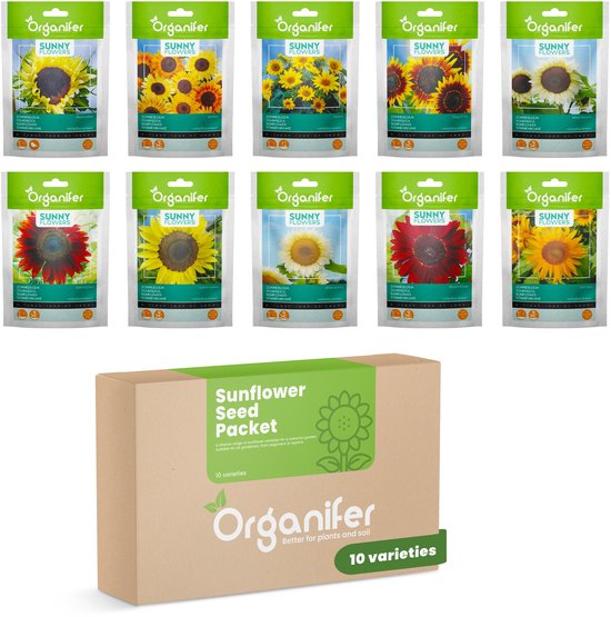 Zonnebloem Zadenpakket - 10 Soorten - Organifer