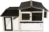 Bol.com Lendo Online Kippenhok van geïmpregneerd vurenhout met nachthok en ren - 151x69x92cm - grijs - kleine dieren - konijnenh... aanbieding