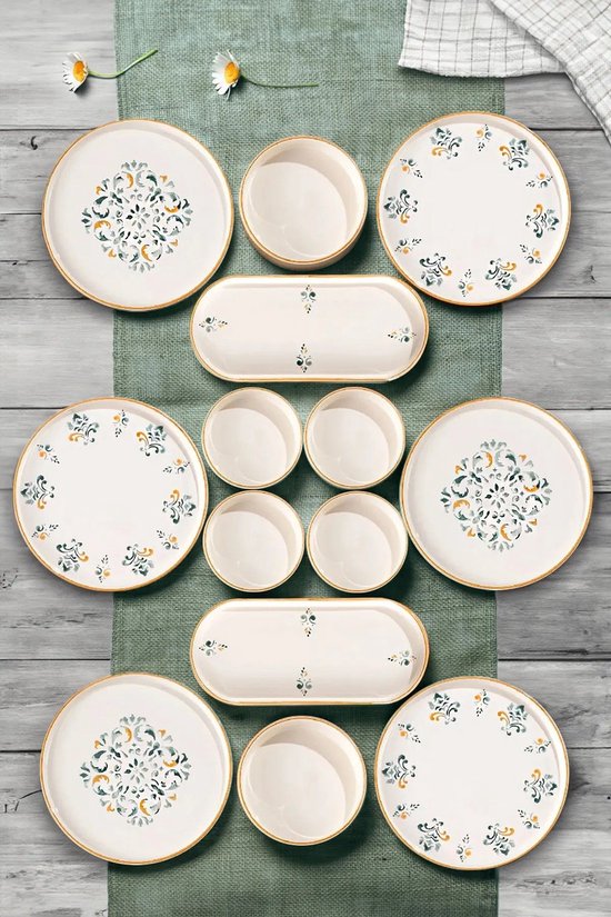 Asir - Service petit-déjeuner (14 pièces) - Multicolore - 25 x 11 x 3,5 cm