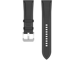 Leren bandje - geschikt voor Amazfit Bip 6 / Bip 5 / GTR 3 (Pro) / GTR 4 / GTR 2 / GTR 2E / GTR 47 mm / Stratos 2 / 3 / Pace / Balance (2) - zwart - zwart
