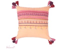 Kussen SAMOS – Boho Ibiza Kussen met Schelpen & Kwastjes | Imbarro