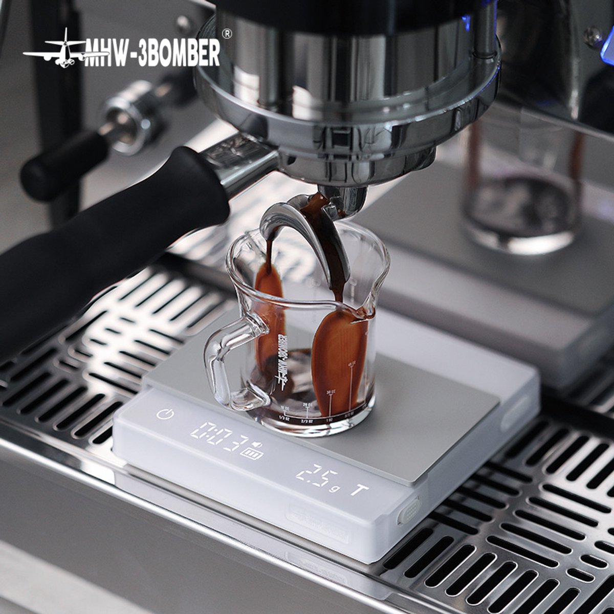 MHW-3BOMBER Cube Mini 2.0 koffieweegschaal - timer - oplaadbaar - vloeistofdetectie - 0.1g nauwkeurig