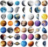 Planeten stickers - 50 stuks - Transparant & Shiny - Stickers met ruimte thema/heelal/ruimte/astronomie
