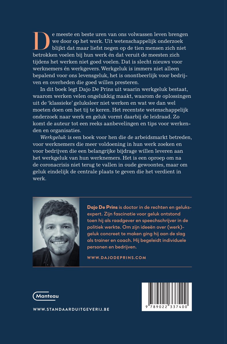 Boek Dajo De Prins, auteur van Werkgeluk, een boek over werk en geluk. Hij is trainer en coach.