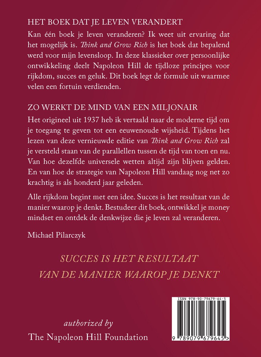 Think and Grow Rich - back cover