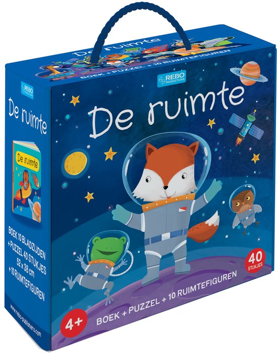 De ruimte - boek + puzzel + 10 figuren - cover