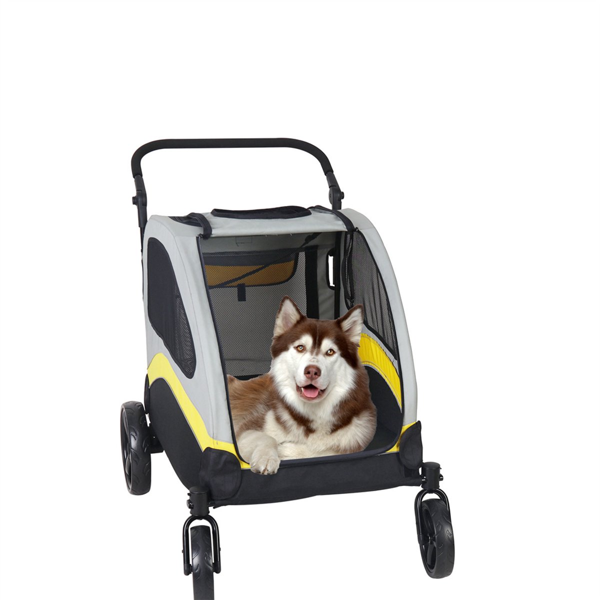 BingoPaw Extra grote hondenbuggy - draagbare hondenwandelwagen - 4 wielen voor grote honden - reiswandelwagen voor huisdieren - ademende drager tot 55KG