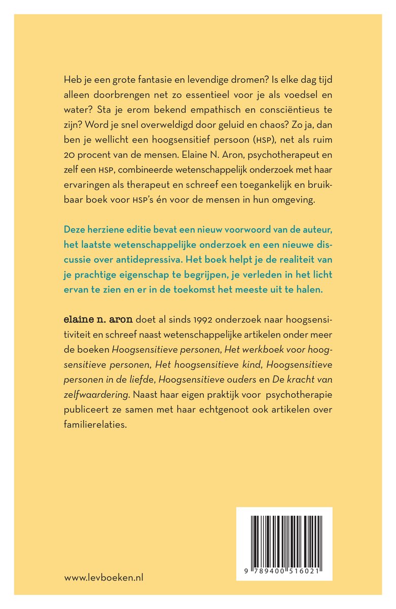 Hoogsensitieve personen - back cover