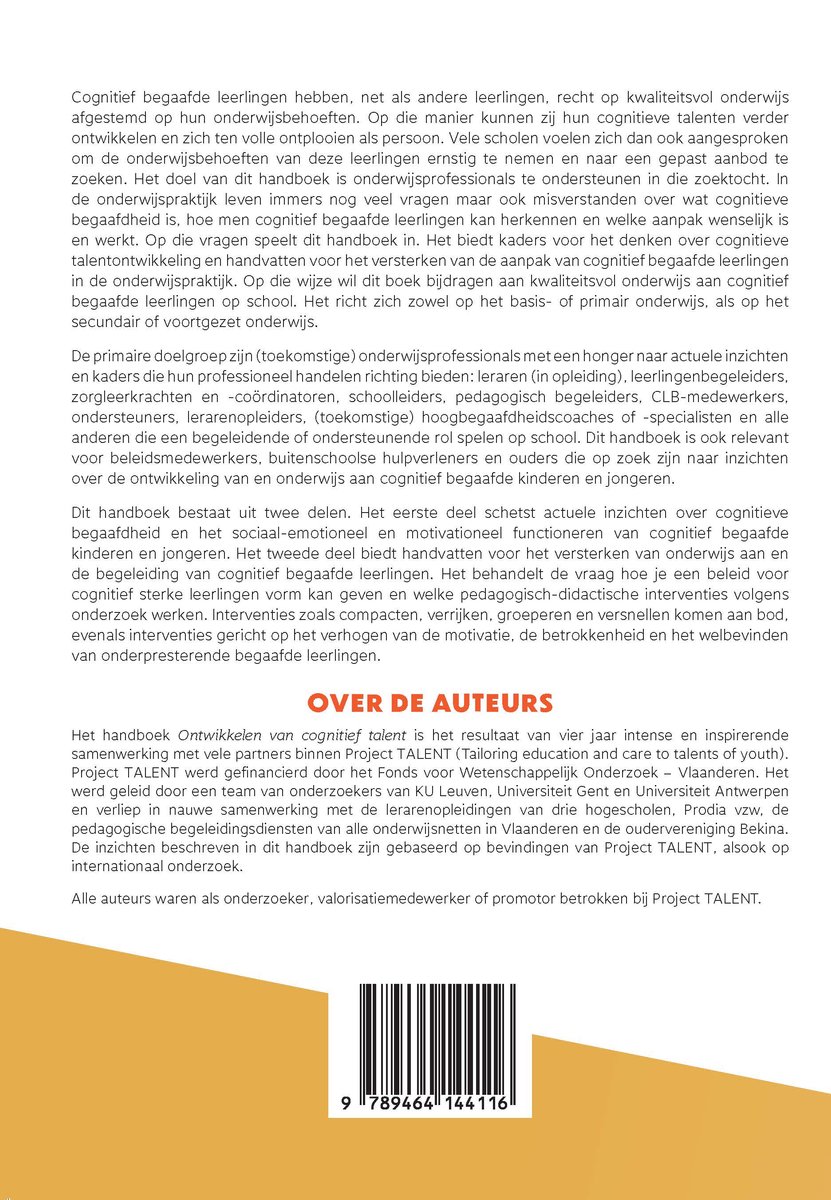 Tekst met de titel "Over de auteurs" en een barcode.